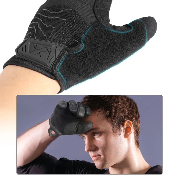 Fullfinger Pekskärm Taktiska handskar Army Cykling Cykel Klättring Skidcykel Sport Arbetshandske Jakt Motorcykelvantar Herr Black L