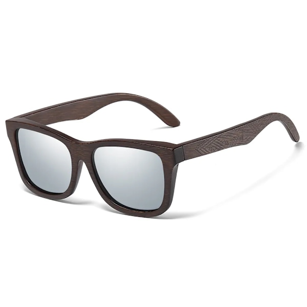 GM Retro Mode Bambu Trä Polariserad Solglasögon Kör fyrkantig Solglasögon Man Goggle UV400 Kvinnor Män Märkesdesigner Silver Dark bamboo