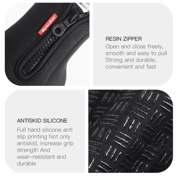 1st Unisex Touchscreen Vinter Thermal Varma Helfingerhandskar för Cykling Cykel Cykel Skidor Utomhus Camping Vandring Motorcykel Black L