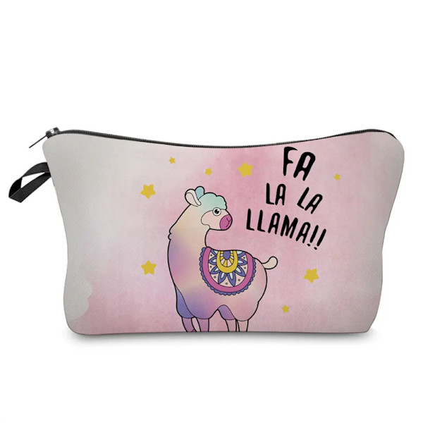 Sminkväska Värmeöverföring Härlig kosmetisk väska med print Liten toalettväska för damer och flickor Presenter Högkvalitativt case 307-20 Alpaca Bag