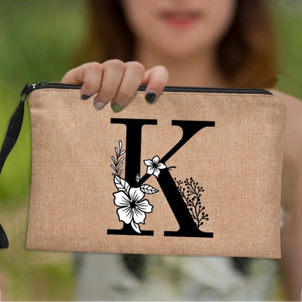 Kvinnor Kosmetikväska Mode Print Linne Dragkedja Reseväska Förvaringspåse Sminkväska Klassisk Organizer Present 4LetterhQ