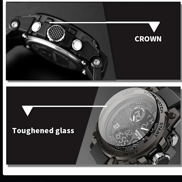 SANDA Sports Herrklockor Lyxiga Militärkvarts Elektroniska Klockor Stötsäkra Vattentät Digital Armbandsur Relogio Masculino Green