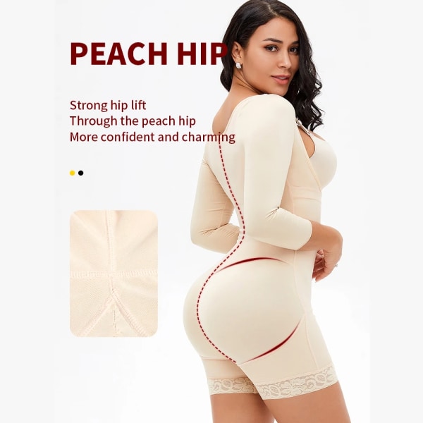 Helkroppsformare Body colombiansk reduktiv gördel Butt Lifter Waist trainer Bantning Shapewear Post Fettsugning Lårtrimmer Beige XL