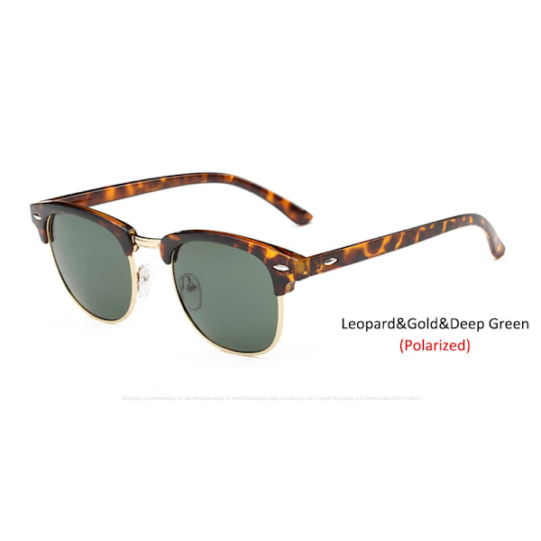 LeonLion Polarized Semi-Rinless Solglasögon Dam/Her Polarized UV400 Classic Brand Designer Retro Oculos De Sol Gafas C13Leopard DeepGreen