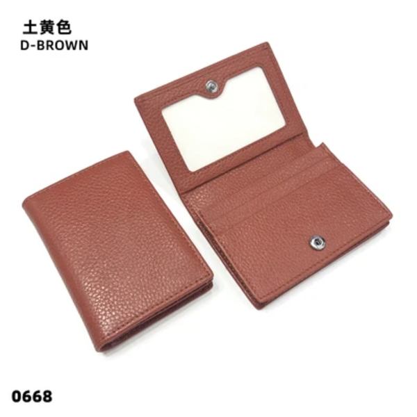 Visitkortshållare Dam Bifold Läder Kreditkortsfodral Case Anpassad Män Ko Äkta Läder Brown 2