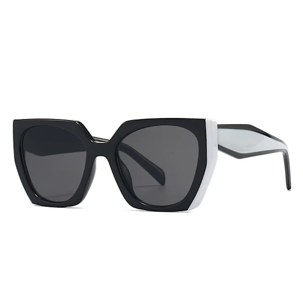 Nytt modemärke Designer Irregular Square Solglasögon För Kvinnor Män Retro Modern Cat Eye Dam Solglasögon Ins Trendiga nyanser Black White Gray As the picture