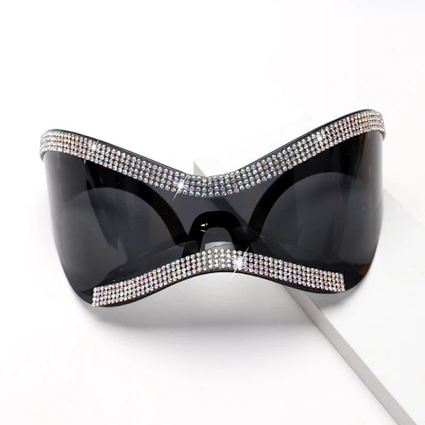 Oversized Punk Sport Solglasögon Nya Kvinnor Män Lyxigt Märke Designer Solglasögon Goggle Kvinna UV400 Black Shades Glasögon Oculos Style B1 As Shown