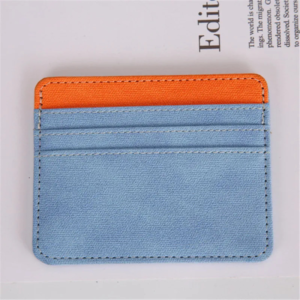 Pu Läder ID-kortshållare Candy Color Bank Kreditkortslåda Multi Slot Slim Card Case Plånbok Kvinnor Män Cover Blue