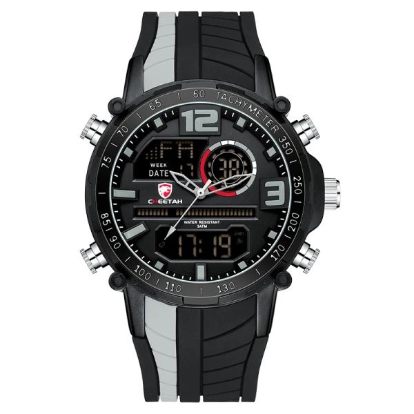 Toppmärke Watch Mode Dual Display Sport Herrarmbandsur Analog Digital Chronograph Vattentät klocka Relogio Masculino black-gray