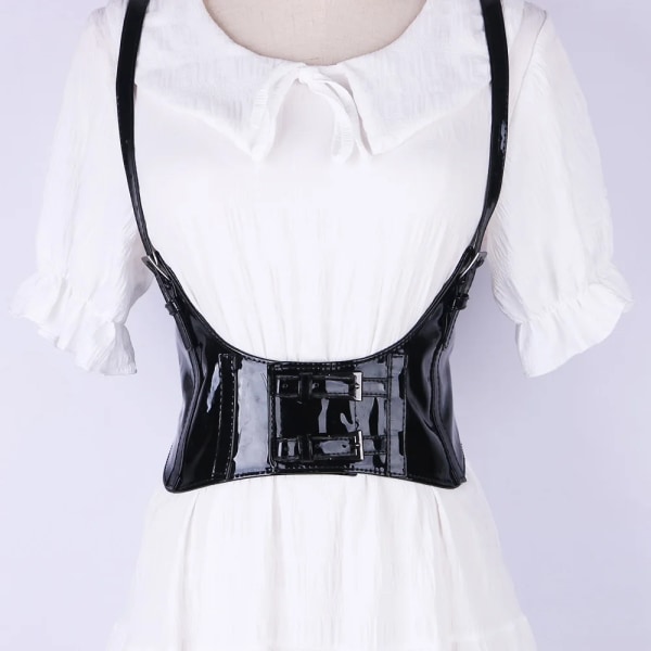 Flerfärgad Oversize Kvinnlig midja Underbyst Korsett Gothic Sele Rem Gummi Gördel Elastiskt Bälte Cummerbund för kvinnor Dam red Total length 70cm