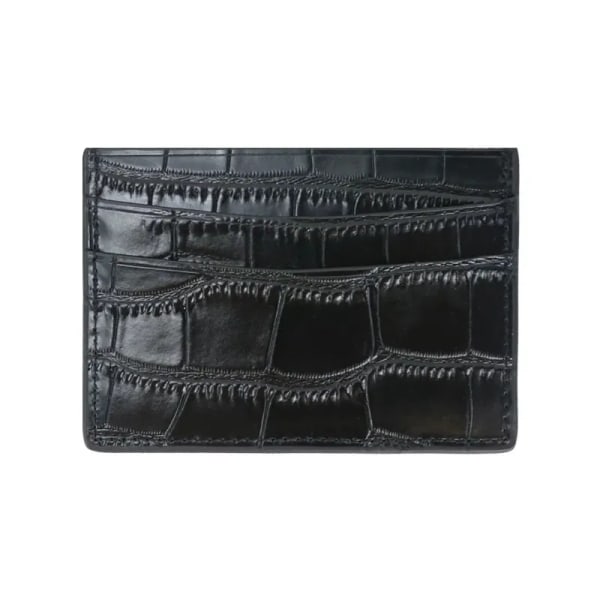 Klassisk krokodilmönsterkorthållare Män Kvinnor Äkta läder Läder Case ID-kortshållare Plånbok Handväska ostrich pink