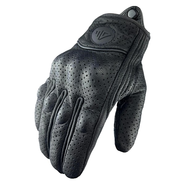 Retro Motorcykelhandskar Motocross Cykling Äkta Läder Pekskärm Män Kvinnor Motorcykel Moto Ridning Skyddsutrustning Perforerad perforated M