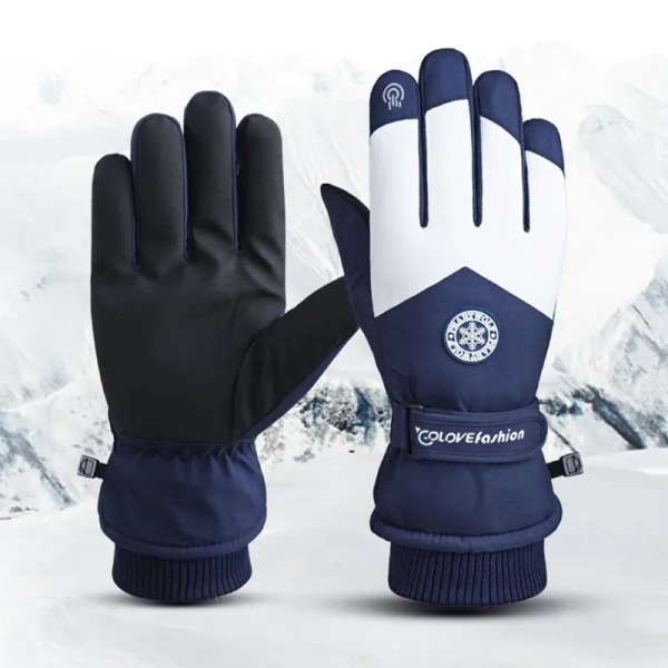 Skidåkning Snowboard Vattentäta handskar Thinsulate Varm Pekskärm Kallt väder vintervantar Skoterhandskar Herr Dam Blue and white L