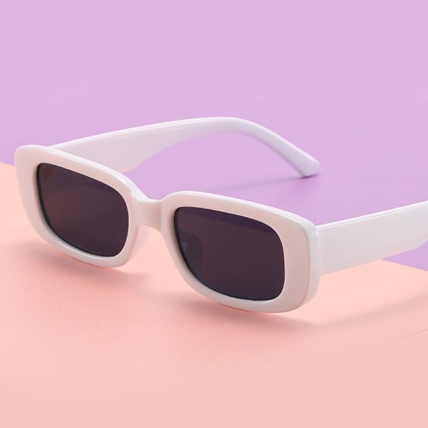 Mode Svarta fyrkantiga solglasögon Kvinna Lyxmärke Små rektangulära solglasögon Kvinnlig Gradient Klar Spegel Oculos De Sol Clear Blue