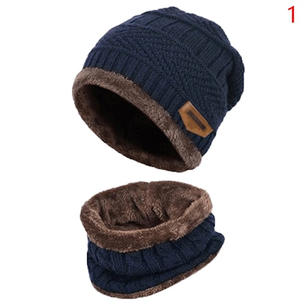Ny Stickad Fleece Halsduk Vinterhatt Mjuk Herr Och Dam Beanie Varm Hatt Tjockare Plus Sammet Lös Vinterhatt Med Halsduk DBL1