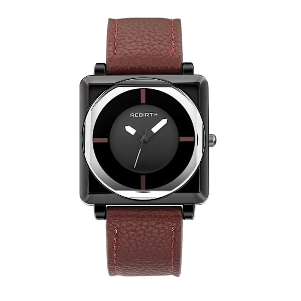 REBIRD Watch Fyrkantig Kvinnor Läder Kristall Armbandsur Dam Quartz relogio feminino Armband Saati ing Brown