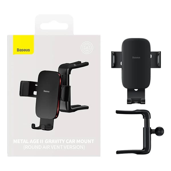 Baseus Bil Gravity Telefonholder Rund Luftventil Universal Telefonstøtte i Bil GPS-montering til kompatibel med iPhone 13 14Pro Max POCO Black