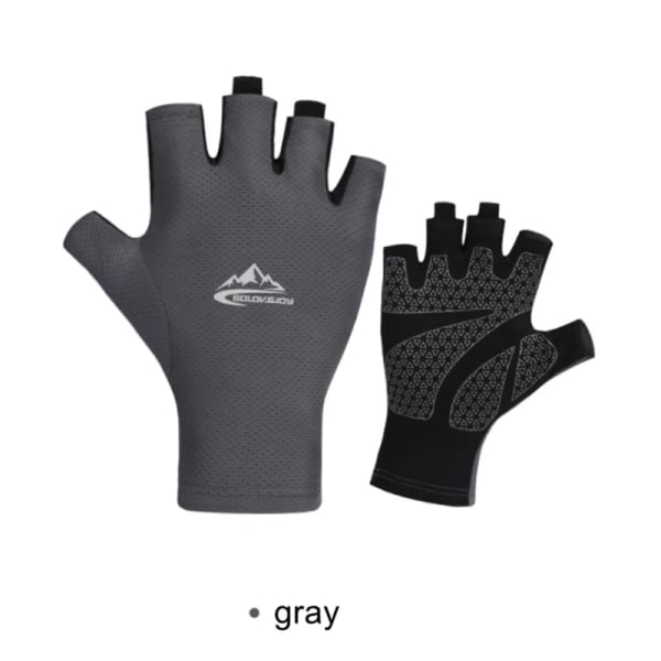 Fiskehandskar för män läcker halvfinger Ice Silk Handskar UV-skyddshandskar Sommarsolskydd Halkfria handskar grey L