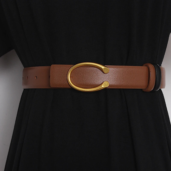 Kvinnors landningsbana, dubbelsidig, äkta läder Cummerbunds Damklänning Korsetter Midjeband Bälten Dekorationsbälte TB2027 B light khaki 2.8cm One Size