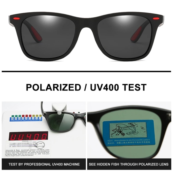 HOOBAN Klassiska fyrkantiga polariserade solglasögon Män Kvinnor Modemärke Designer Solglasögon Man Retro Svarta Förarglasögon UV400 Black Red Black-2 Polarized