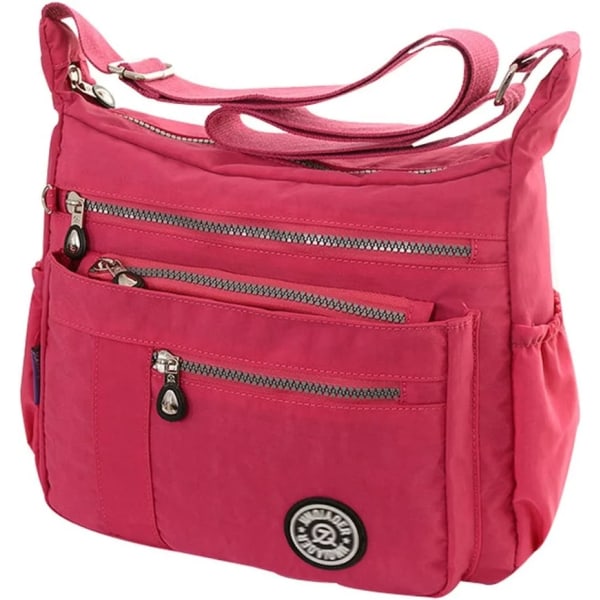 Vattentät nylon axelväskor Canvas Messenger Bag för kvinnor Kvinnliga Crossbody Väskor Handväskor Hot Pink