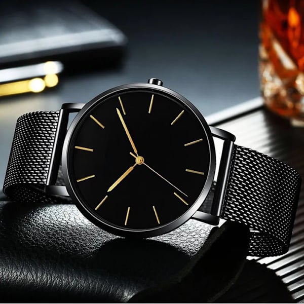 Mode Herrklockor Ultra Thin Quartz Watch Herr Casual Slim Mesh Stål Vattentät Watch Svart Relogio Masculino Rose white