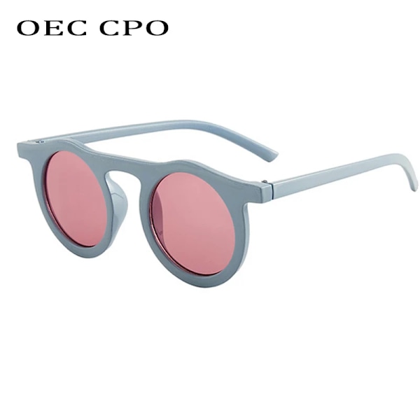 OEC CPO Klassiska runda solglasögon Män Kvinnor Mode Liten ram Solglasögon Kvinnlig plastglasögon Unisex UV400 O626 C9 Leopard-Brown