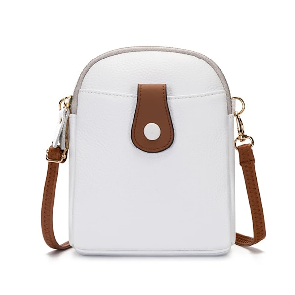 Äkta läder Kvinnors axelväskor Crossbody-väskor Telefonväska 3-lagers Enfärgad Damhandväska Äkta kohud Liten Kvinnor Myntväska Sky Blue