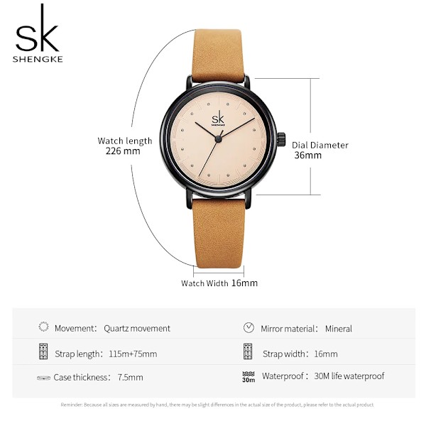 Shengke enkel watch för kvinnor brunt retro läder Relogio Feminino Toppmärke Dammode Minidesign Quartz Reloj Mujer brown
