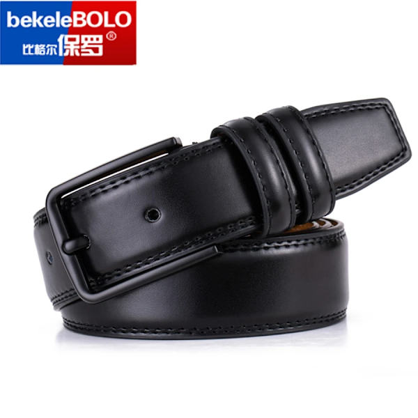 Bekele bolo Herr Bälte i äkta läder Brunt och svart Business Dress Bälten för män SWFKHK-Black 115CM