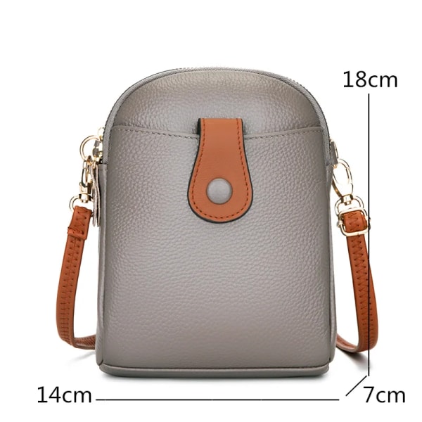 Äkta läder Kvinnors axelväskor Crossbody-väskor Telefonväska 3-lagers Enfärgad Damhandväska Äkta kohud Liten Kvinnor Myntväska White