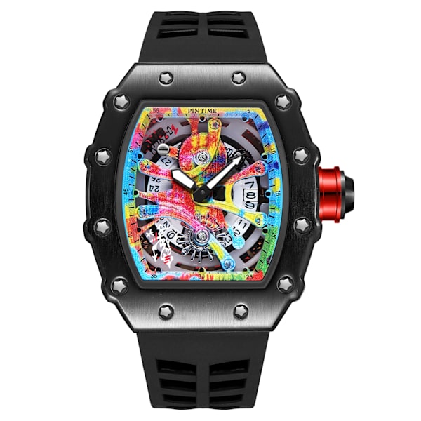 Modern design watch Sport lysande vattentät militärautomatisk watch för man pojkar Silikonrem Tonneau-urtavla QT336-1