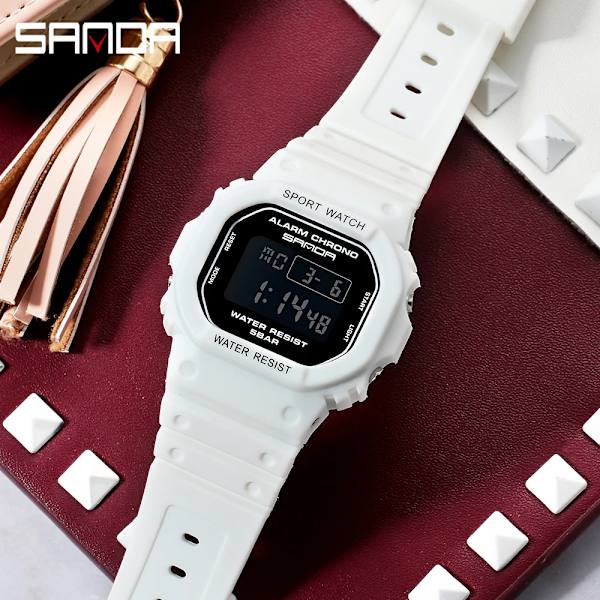 SANDA White Fashion Damklockor Vattentät LED Digital watch för kvinnlig klocka Dam Sportarmbandsur relogio feminino 293 Green