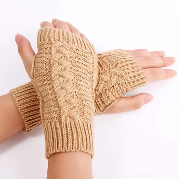 Långa Fingerless Handskar Damvante Vinter Armvärmare Stickad Arm ärm Fin Casual Mjuka Goth-kläder för flickor Punk Gothic Handske short - khaki