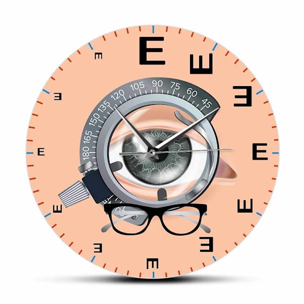 Ögontavla Modern Design Väggklocka Oftalmologi Dekor Optometri Synundersökning Konstverk Tyst Kvarts Klocka Väggur Ögonläkare Gåva Without Frame(.102)
