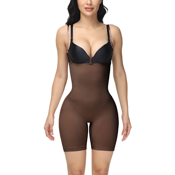 Sömlös elastisk kroppsformning Höftlyftande formbyxor Damunderkläder Korsett med hög midja Shapewear Coffee M