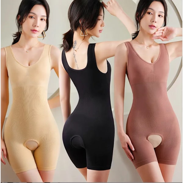 Bantning Body Kvinnor Öppen gren Shapewear Korsett Body Shaper Modellering Underkläder Rumplyftare Magkontroll Trosor Underkläder Black M L 50-65kg