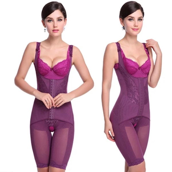 Kvinnor Sömlös Full Body Shaper Midja Underbyst Cincher Suit Kontroll Fast Mage Purple M