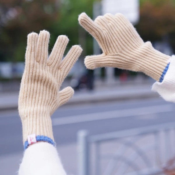 Ren färg Stickade yllehandskar Kvinnlig Vinterskärm Student Ridning Split Finger Par Tjocka Varma Handskar Kvinnor Handskar B