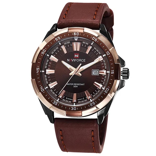 NAVIFORCE Herrklockor Topp Lyx Märke Mode Sport Klockor Herr Vattentät Quartz Clock Man Army Military Läder Watch BCE