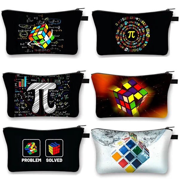 Magic Cube / Math Formula Print Case Kvinnor Toalettväska för Make Up Organizer Väska Flickor Clutchväskor Söt kosmetisk väska shzbmofang10cw