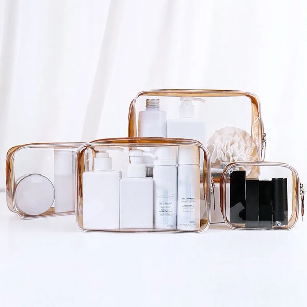 1st Kvinnor Resor Genomskinlig sminkväska Organizer Transparent PVC kosmetikapåsar Skönhet Toalett Sminkpåse Tvätta Förvaringspåsar Påse Black(.713) M(.713)