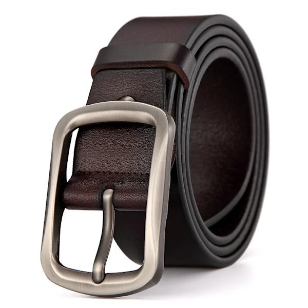 Män högkvalitativt bälte i äkta läder Lyxiga designerbälten för män Modeband för män manliga jeans för man Cowboy P304-Brown 115CM