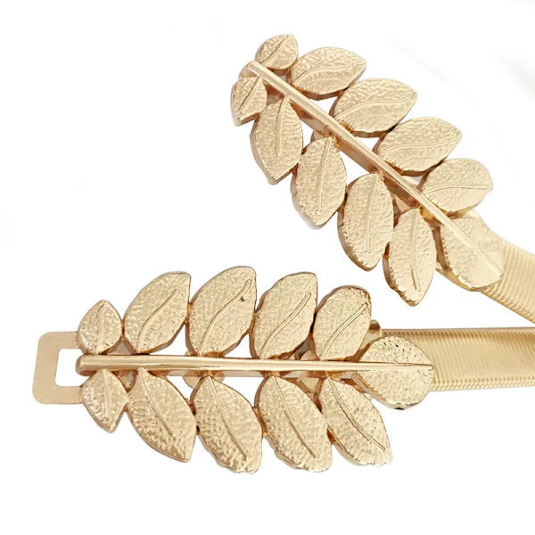 Guld Silver Elastiskt Bälte För Kvinnor Blomma Blad Dam Midjebälten För Klänningar Stretch Skinny Metall Kvinnlig Bälte elastisk riem silver 70cm
