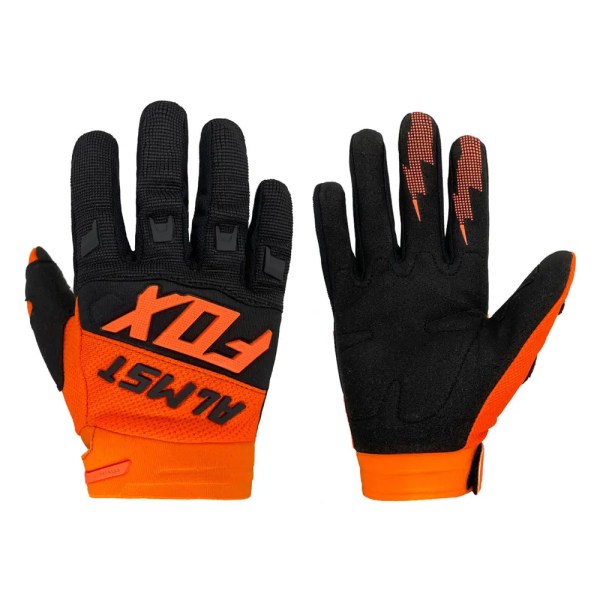 Almst Fox Mountainbikehandskar för barn i åldrarna 6-12 Full Finger Säkerhetsskydd Motocross Racing Handskar Barn Moto Guantes Orange Black XS