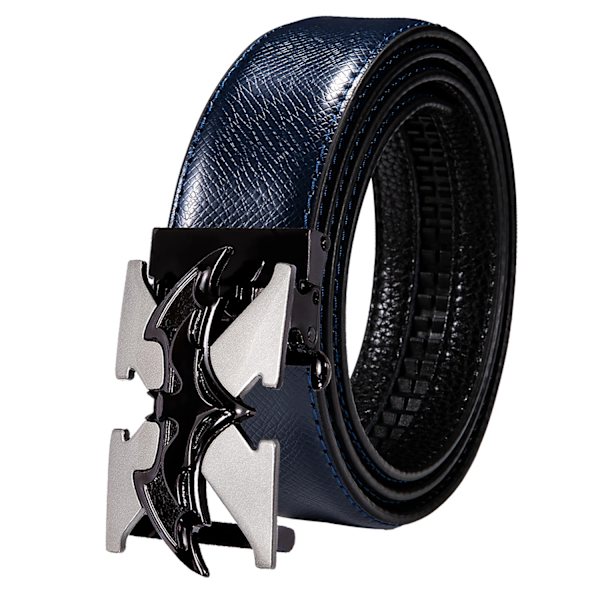 Högkvalitativt märke herrbälten blå koläder Automatiska spännen Spärr midjeband Bälte för män Klänning Jeans Kostym Byxor Present 2140DME 120cm