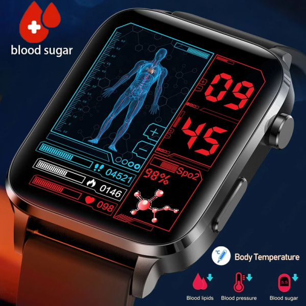 Ny Blodsocker Smart Watch Herr Sangao Laser Treat Hälsa Puls Blodtryck Sport Smartwatch Kvinnor Watch Blue Silicon