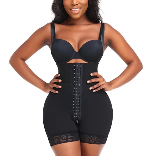Damunderkläder Dubbel högkompression timglas Waist Trainer Butt Lifter Postoperativa shorts Fajas Colombianas 98-D1598 Black 4XL