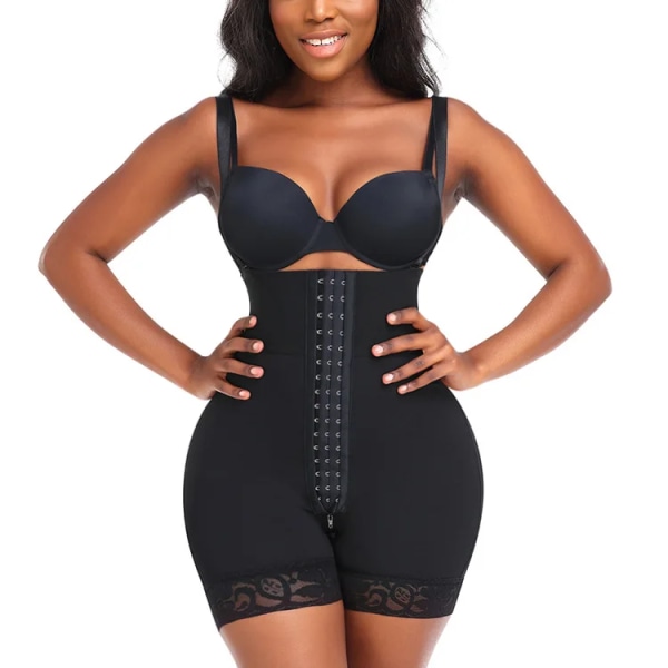 Damunderkläder Dubbel högkompression timglas Waist Trainer Butt Lifter Postoperativa shorts Fajas Colombianas 98-D1598 Black M