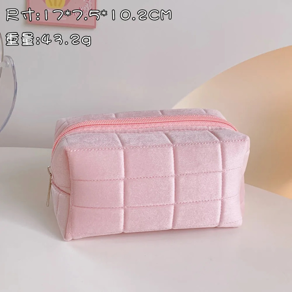Stor kapacitet Rosa Vit Blå Plysch sminkväska Case Söt studentförvaringsväska Mjuk multifunktionell kosmetisk väska Organizer Pink(.295)